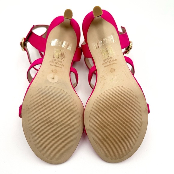 Stuart Weitzman Dazzle Gladiator 100 Sandal Suede Peonia Hot Pink - Picture 13 of 13